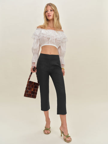 petra linen low rise pedal pusher pant