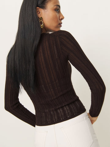 nadia regenerative merino lace up sweater