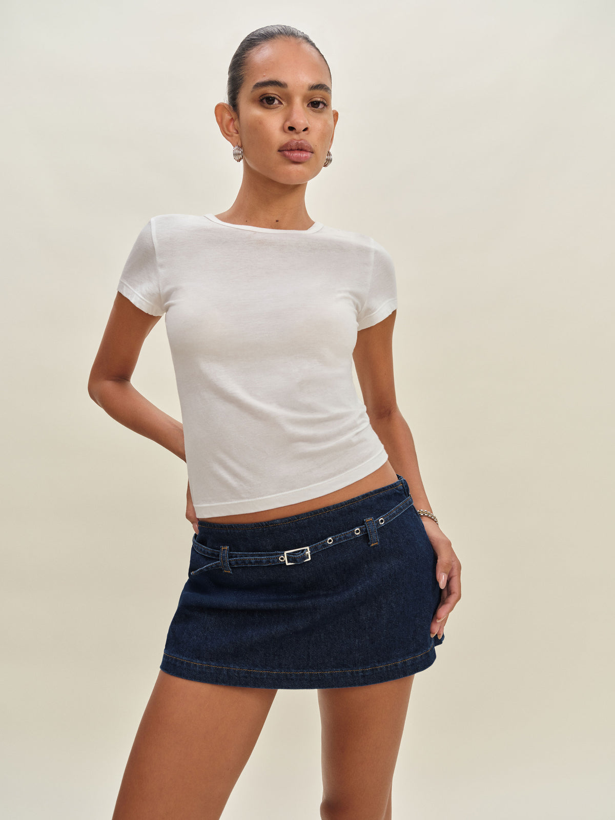 khloe low rise denim skort
