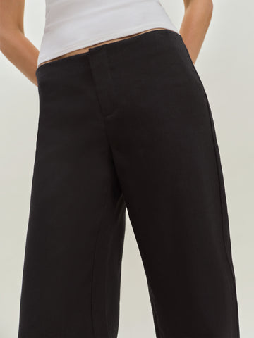 petites vida linen low rise pant