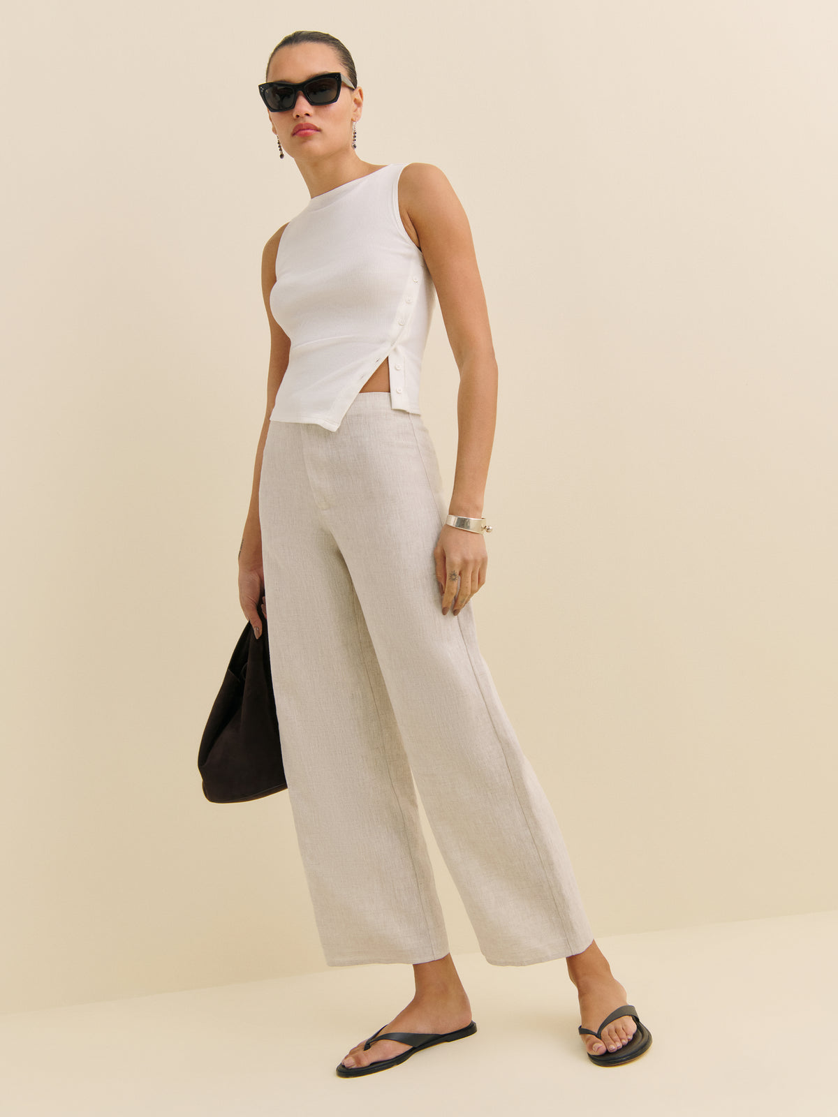 petites joni linen cropped pant
