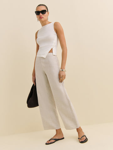 petites joni linen cropped pant