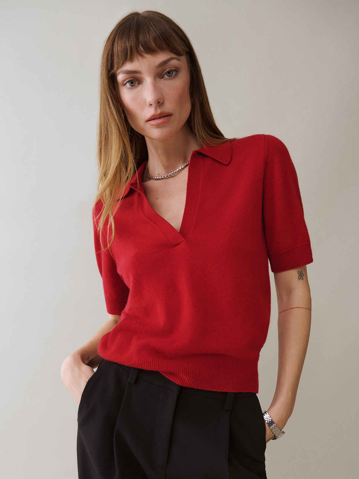 louise cashmere polo sweater