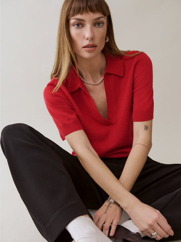 louise cashmere polo sweater