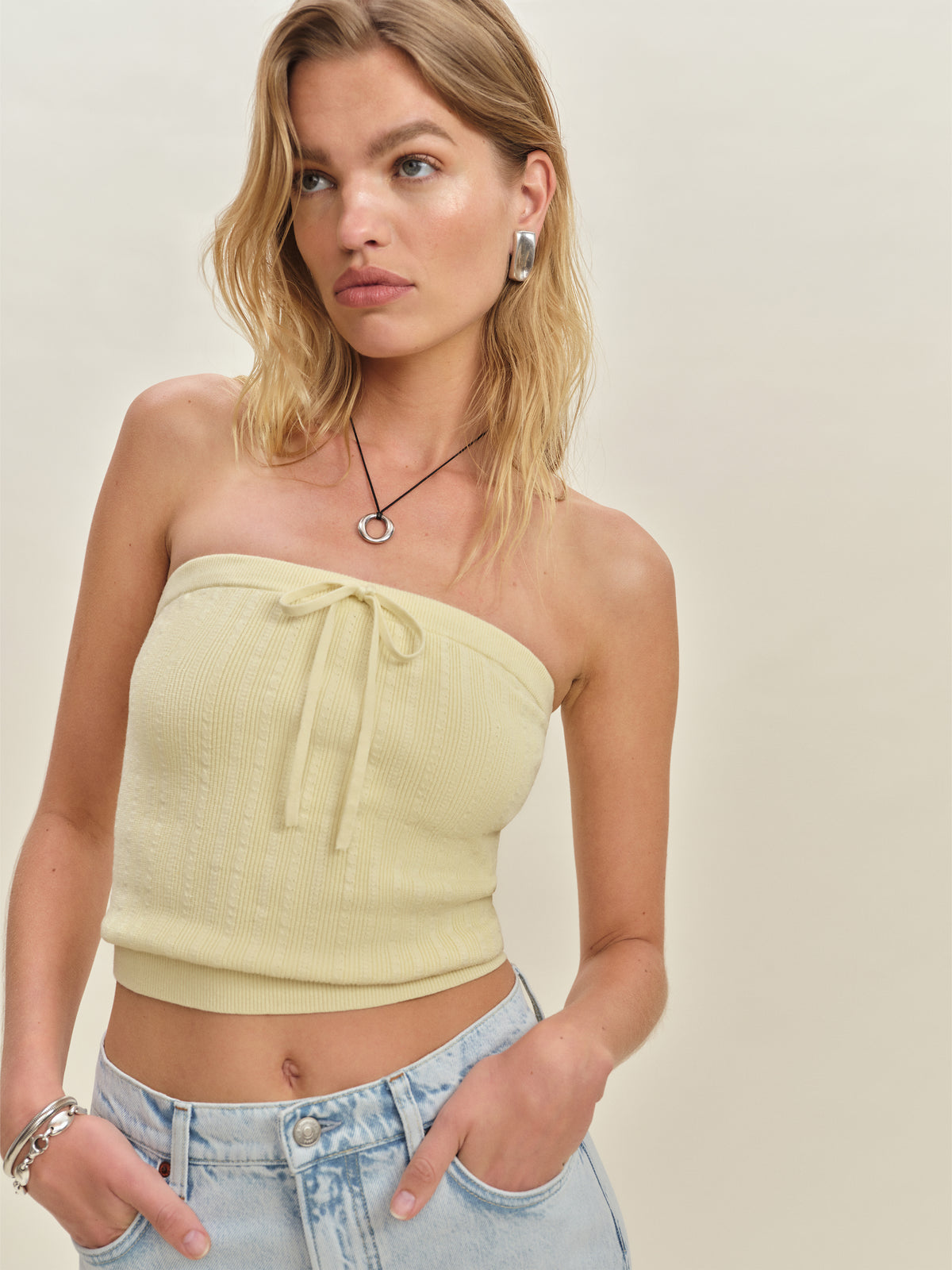 zazie cotton strapless sweater