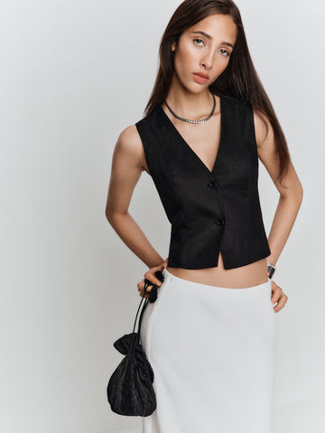 anita linen vest