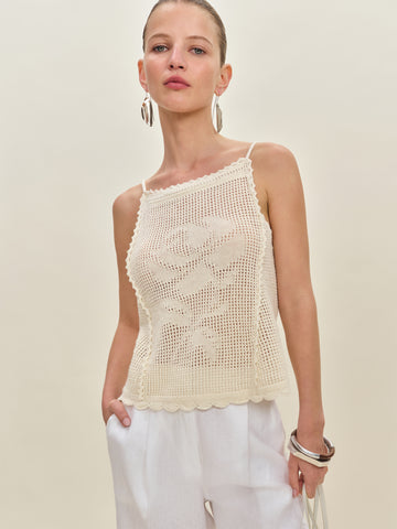 sonnet cotton linen crochet tank