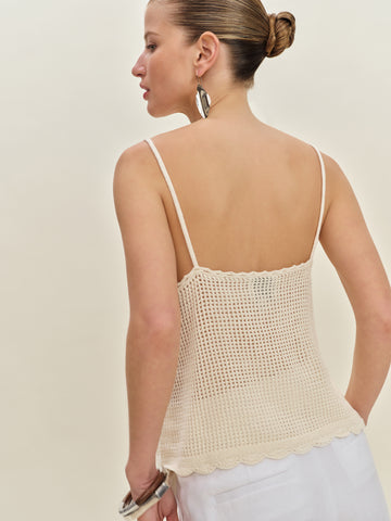 sonnet cotton linen crochet tank