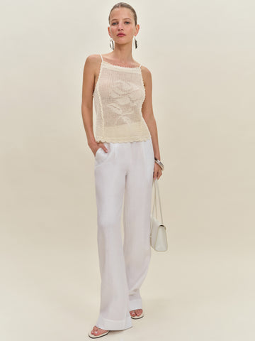 sonnet cotton linen crochet tank