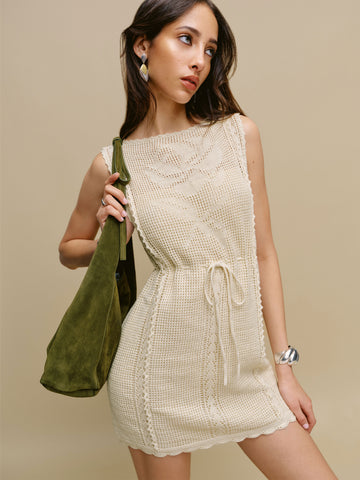lilliana linen cotton crochet dress