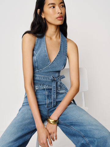 gaia denim halter top