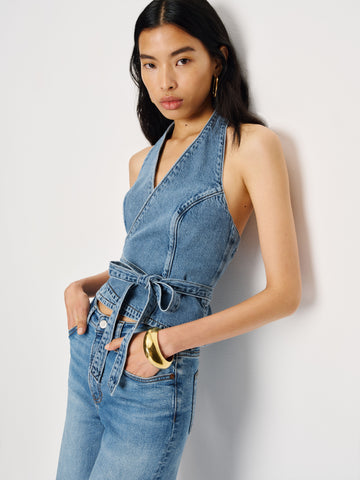 gaia denim halter top