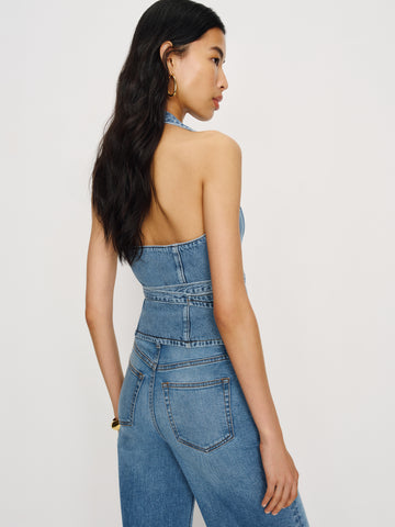 gaia denim halter top