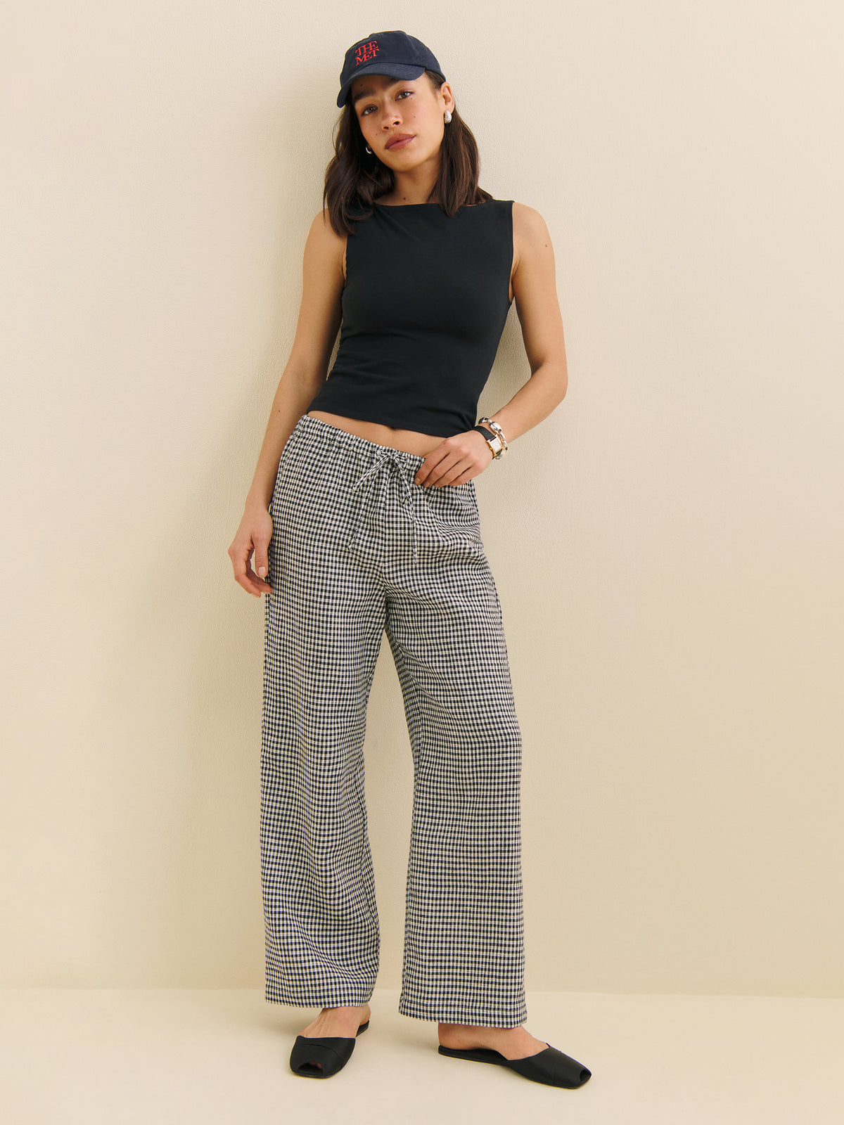petites olina linen cropped pant