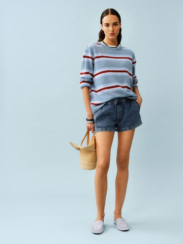 theo low rise 2.5 pull on denim shorts