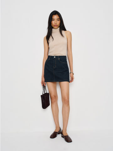rue high rise denim mini skirt