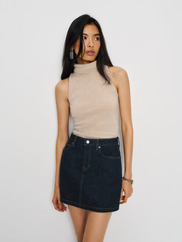 rue high rise denim mini skirt
