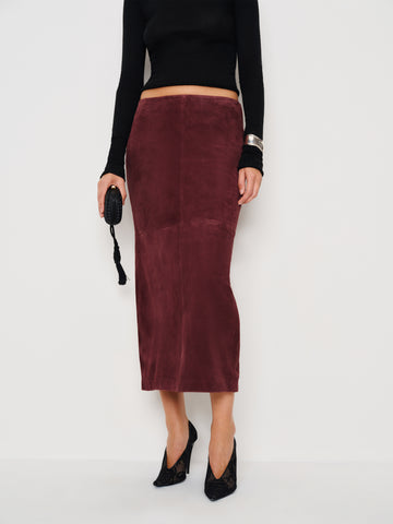veda cole low waist leather maxi skirt