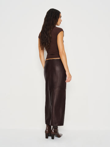veda cole low waist leather maxi skirt