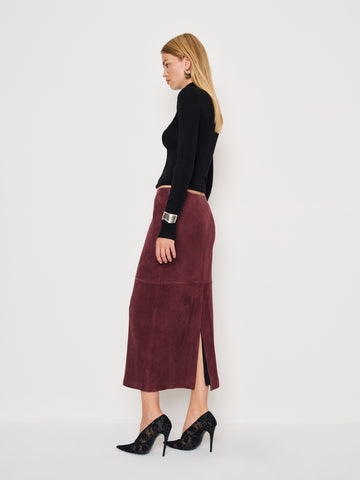 veda cole low waist leather maxi skirt