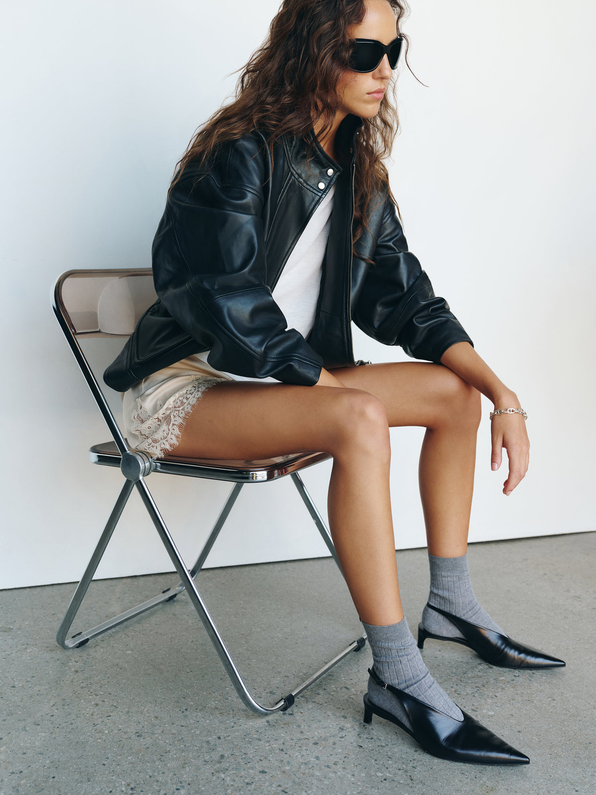 veda harrison leather oversized bomber