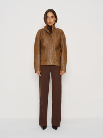 veda harrison leather oversized bomber