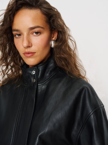 veda harrison leather oversized bomber