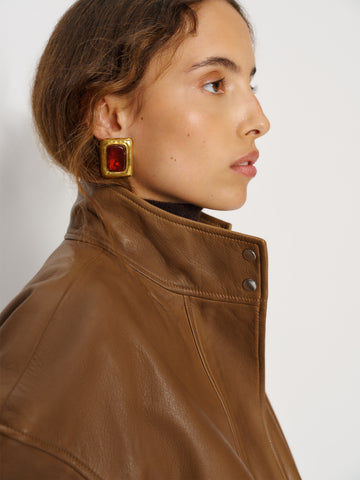 veda harrison leather oversized bomber
