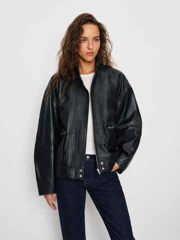 veda harrison leather oversized bomber