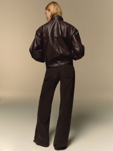 veda harrison leather oversized bomber