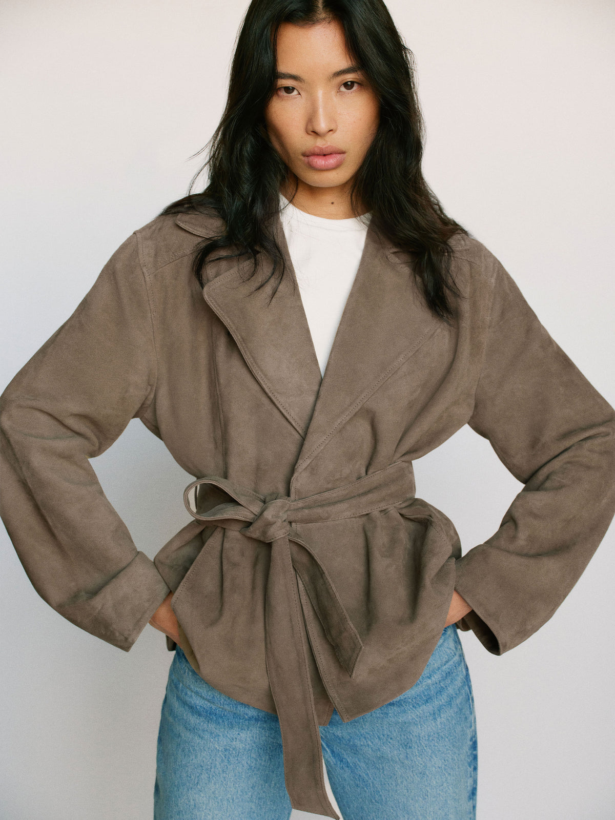 veda jaden cropped trench