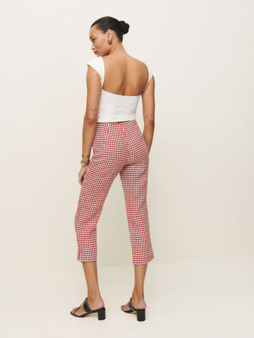 petites petra linen low rise pedal pusher pant