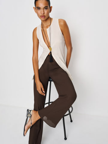 gale sheer mid rise bias pant