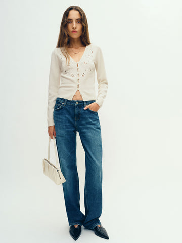 lowen regenerative wool embroidered cardigan