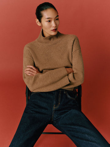 march regenerative wool cropped turtleneck