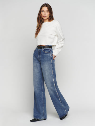 cary high rise slouchy wide leg long jeans
