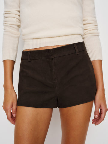 veda taylor low rise leather micro short