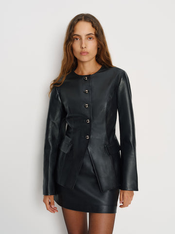 veda ayla leather blazer