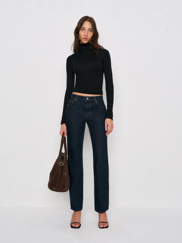 greer mid rise straight long jeans
