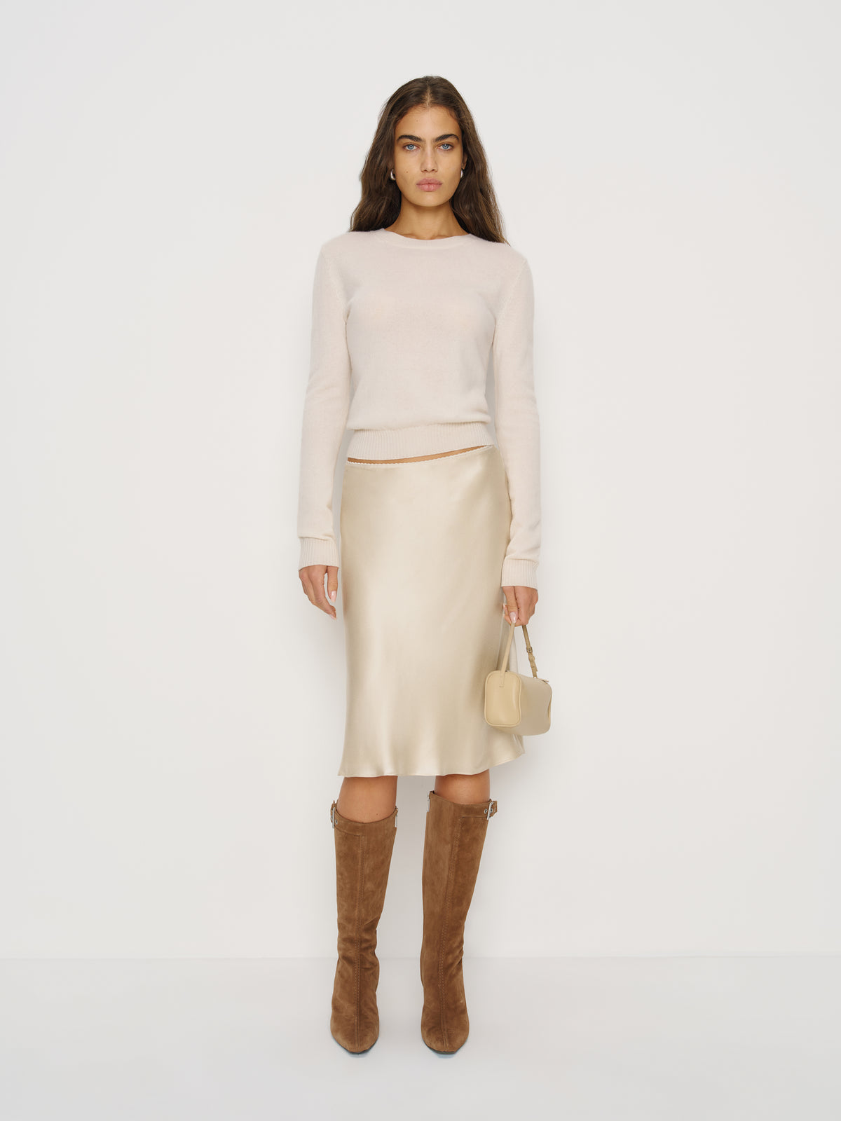 layla silk knee length skirt