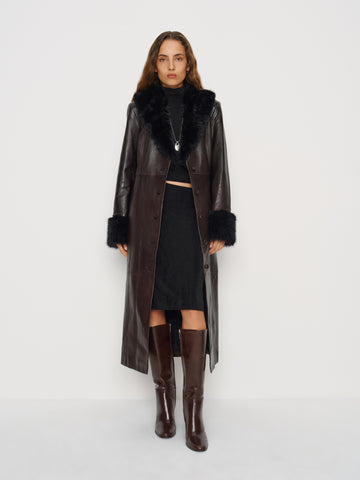 veda aria leather trench
