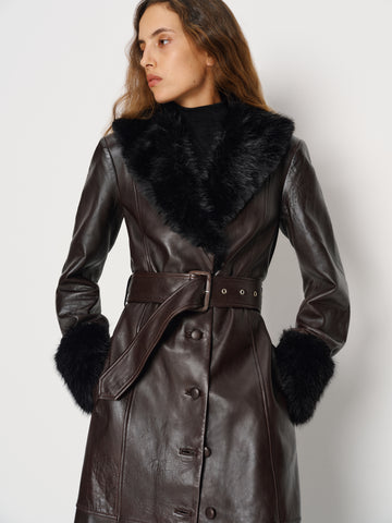 veda aria leather trench