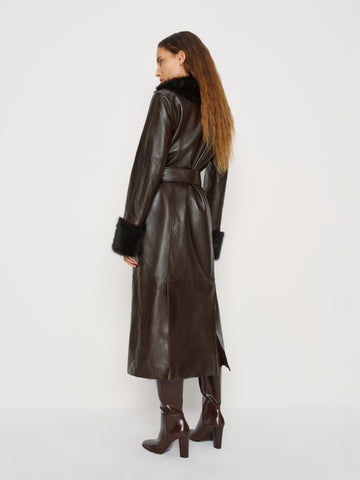 veda aria leather trench