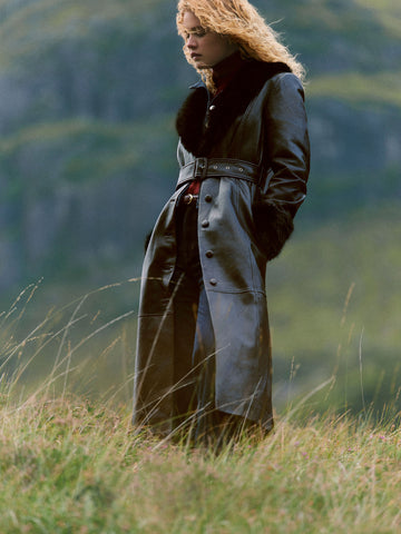 veda aria leather trench