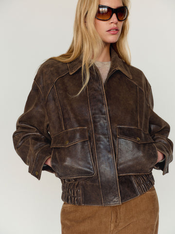 veda daphne leather bomber