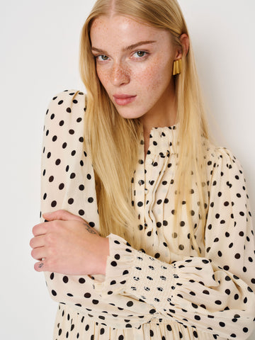 petites brown sugar ruffle dress